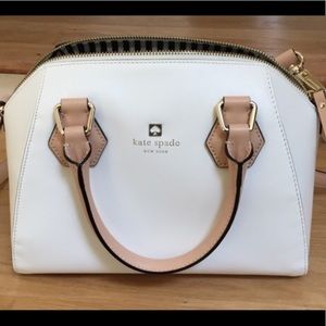 White and Tan Kate Spade Purse